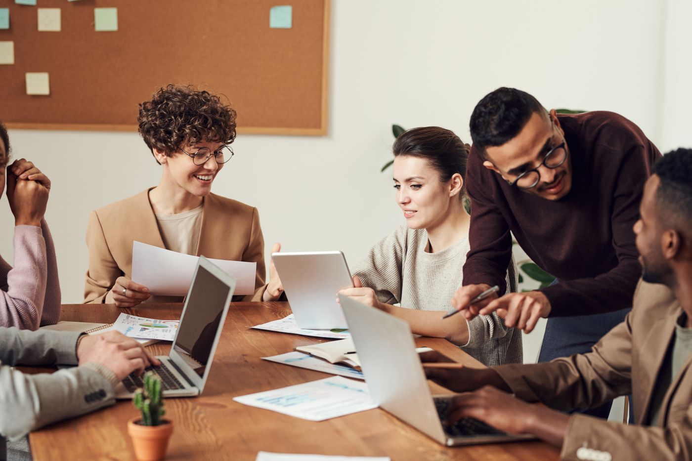 Business team discussing plans in an office